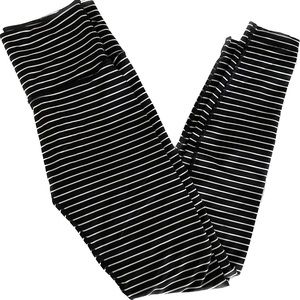 Lululemon Wunder Under Black & White Striped Leggings Size 6